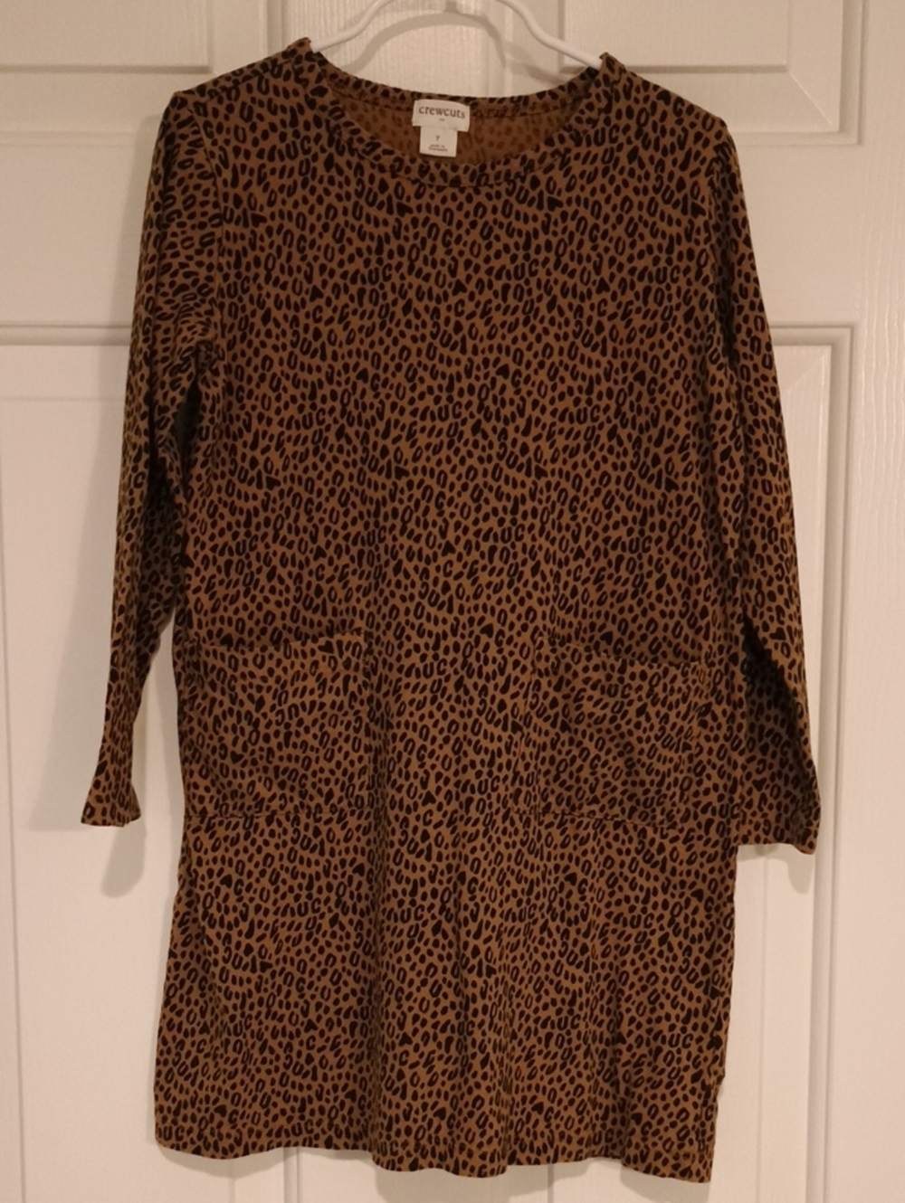 Crewcuts Tan and Black Leopard Print Long-Sleeve Shift Dress